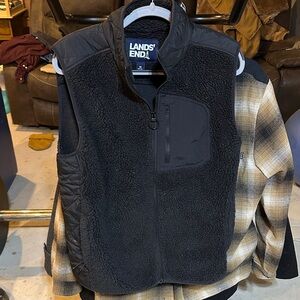 Lands' End Men's Black Quilted Fleece Vest